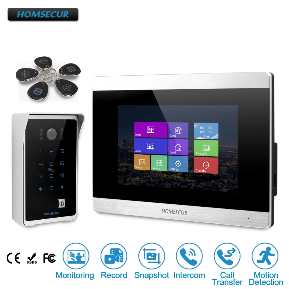 HOMSECUR 7\ Video Door Entry Phone Call System+Outdoor Monitoring for Apartment BC081+BM715-S