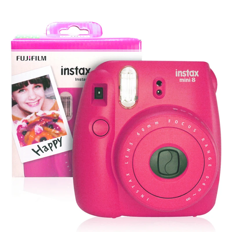 Fuji Fujifilm Instax Mini 8 мгновенное фото пленочная камера-Малина+ крупным планом объектив селфи зеркало