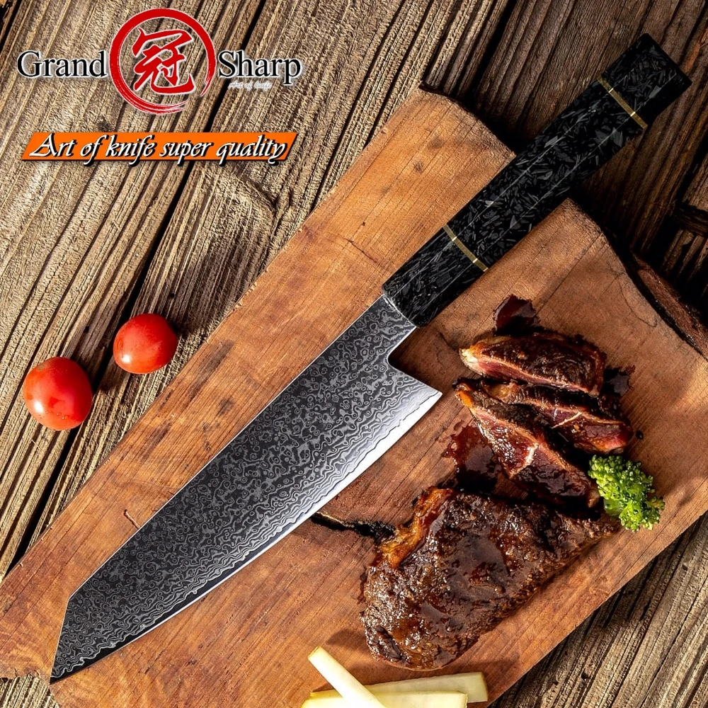 

Damascus Kitchen Knives Handmade Chef Knife Japanese Kiritsuke Knife vg10 Japanese Damascus Steel Glow Handle Cooking Tools Pro