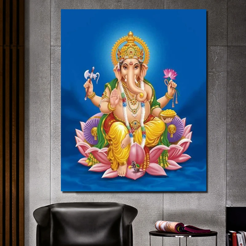 

Ganesha Hindu God Canvas Painting Print Living Room Home Decoration Artwork Modern Wall Art Oil Painting Posters Picture Artwork