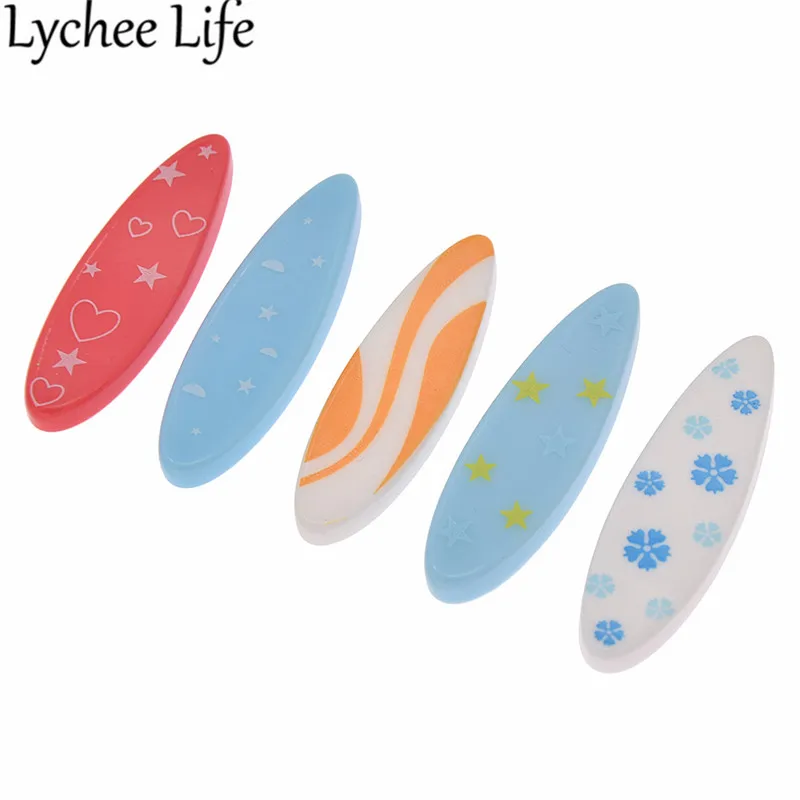 5pcs Surf Board Ornament Model Random Color Floral Print Miniature Figurines Modern Home Table Gift Decoration Craft