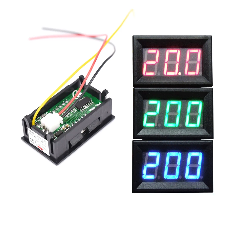 Mini DC 0-200V 3-Wire Voltmeter White LED Display Volt Meter Digital Panel Meter 