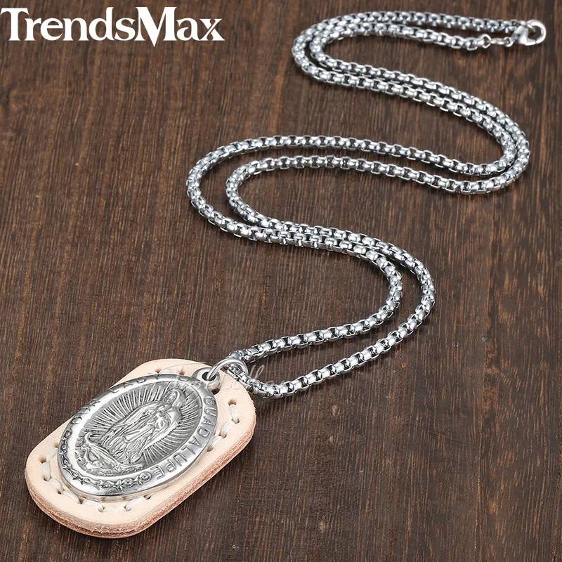 Ожерелье Trendsmax с подвеской Дева Мария для мужчин и женщин цепочка из нержавеющей