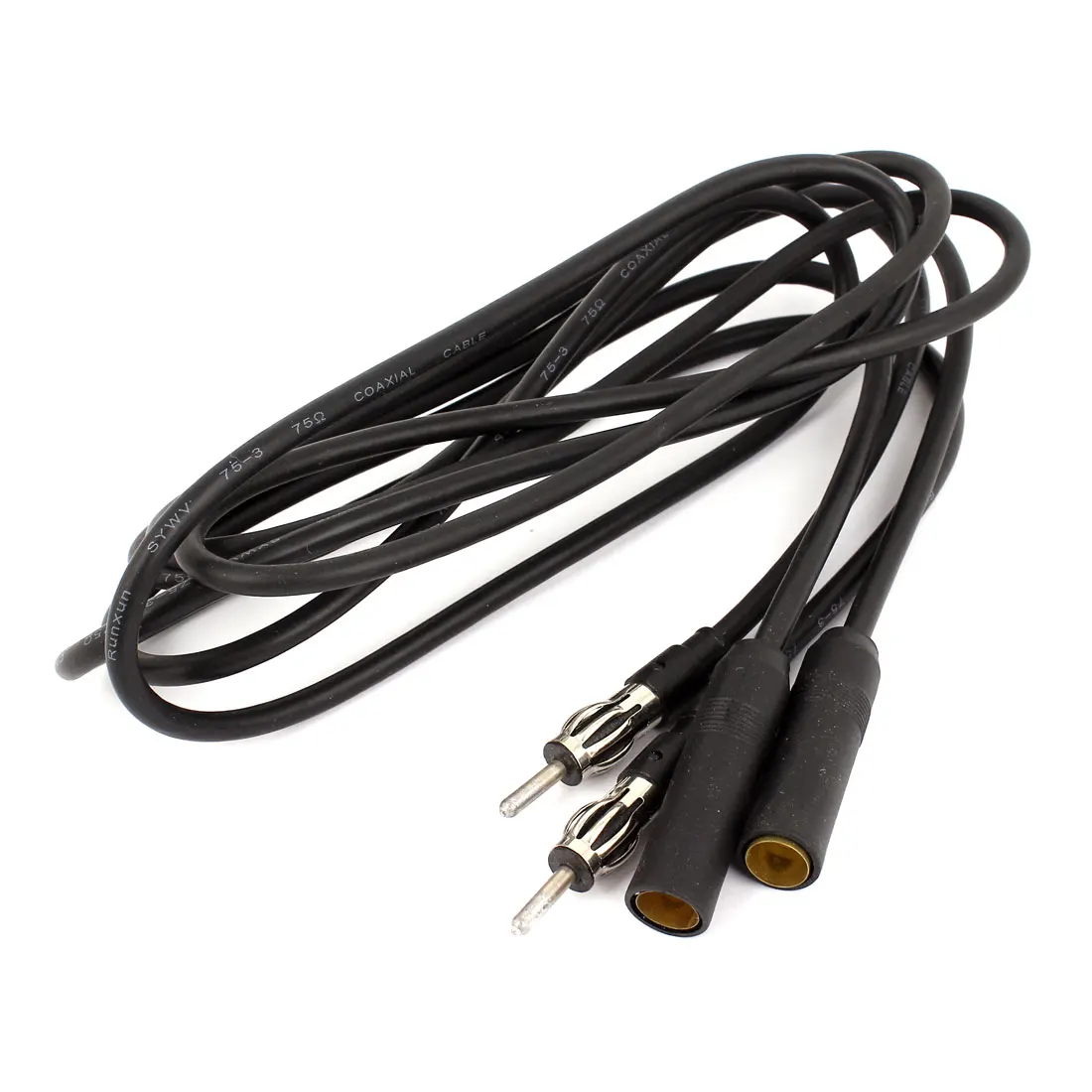 

UXCELL Car 1.5M Length Black Stereo Fm Radio Antenna Plug Extension Cable 2 Pcs