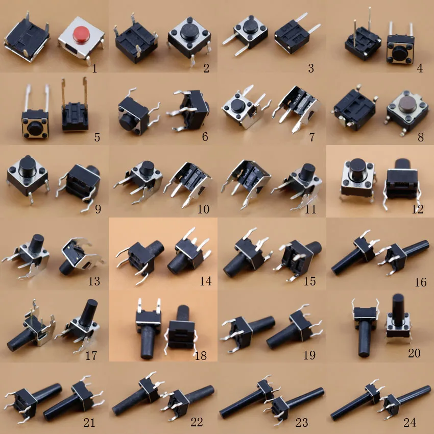 YuXi 24 шт. 6x6 SMD кнопочный переключатель микропереключатель тактовый для Samsung / iPhone 4 5