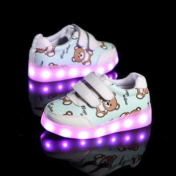

Boys Girls Children Led Shoes With Light Kids Shoe Luminous Glowing Sneakers lovely Cartoon Baby Toddler Boys Girls Sports Shoes