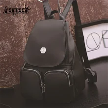 Aequeen топ из искусственной кожи Рюкзаки Для женщин ранцы для подростка Колледж студенты сумка Винтаж Стиль Девушка Рюкзак Черный