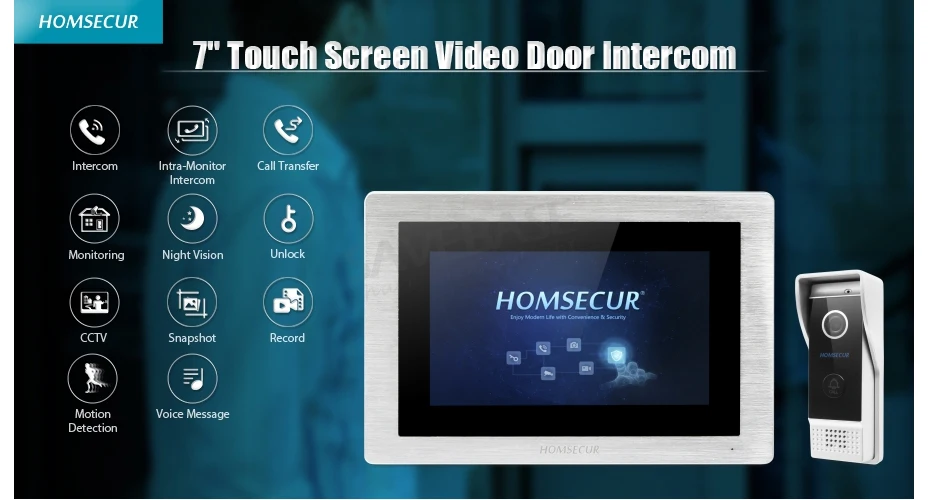 HOMSECUR 4 провода " видео домофон дверной звонок Система иврит меню IP65 наружная камера ИК Ночное Видение BC031-B+ BM714-S