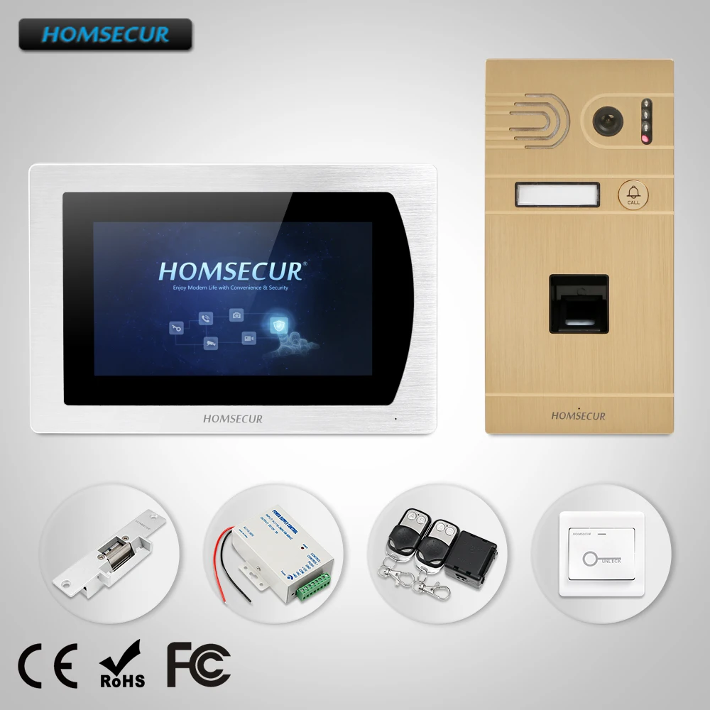 

HOMSECUR 7" Wired Hands-free Video&Audio Home Intercom with Fingerprint Camera+Lock BC061-G+BM717-S