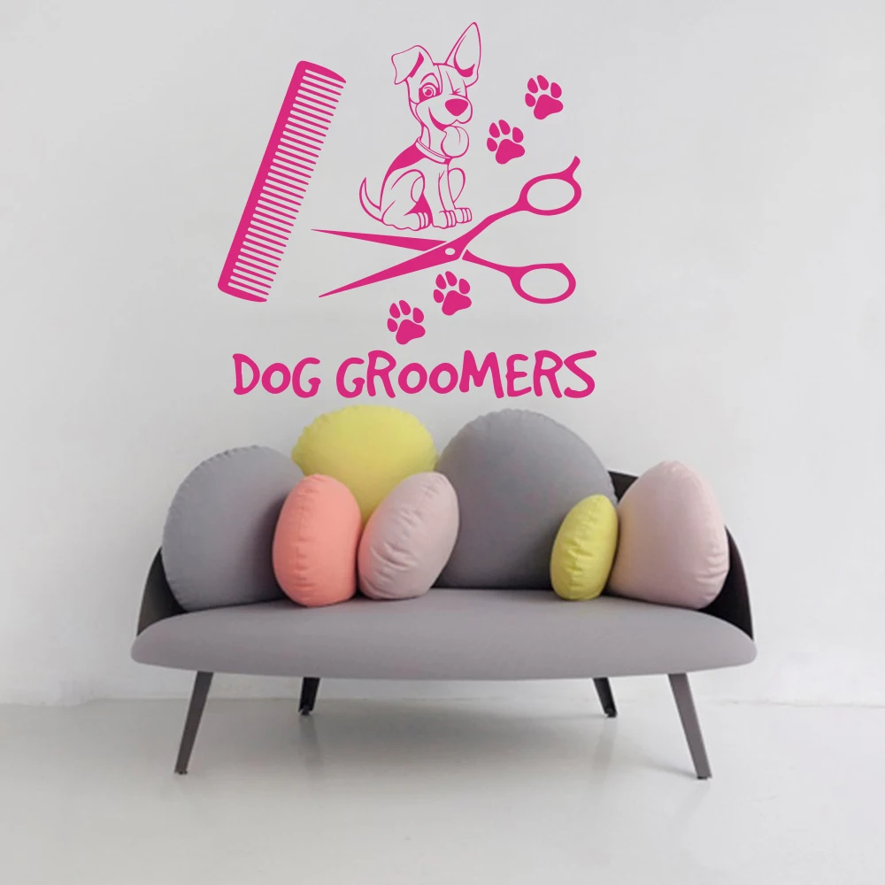 Large Dog Grooming Wall Window Sticker Pet Shop Puppy Pet Dog Hair Salon Wall Window Decal Vinyl Shop Art Mural   (3)