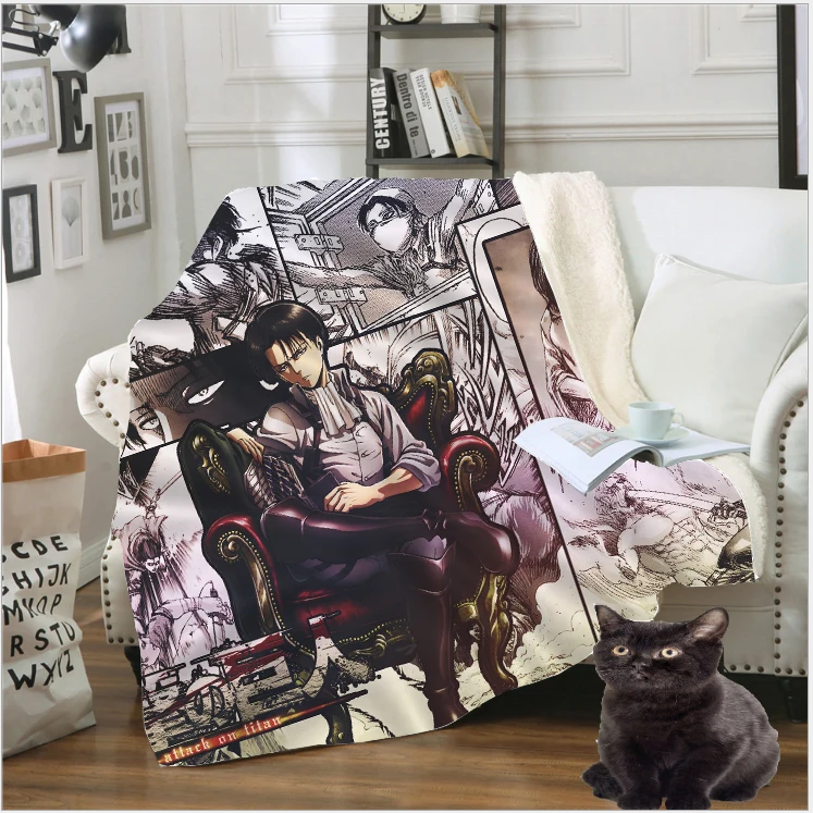 

3D Print Anime Attack on Titan Rivaille Hanji Zoe Blanket Fleece Travel Quilt Sofa Keep Warm Throw Plush Blankets Bedspread B120