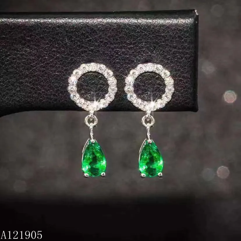 

KJJEAXCMY boutique jewelry 925 sterling silver inlaid natural emerald gem women luxury earrings support identification