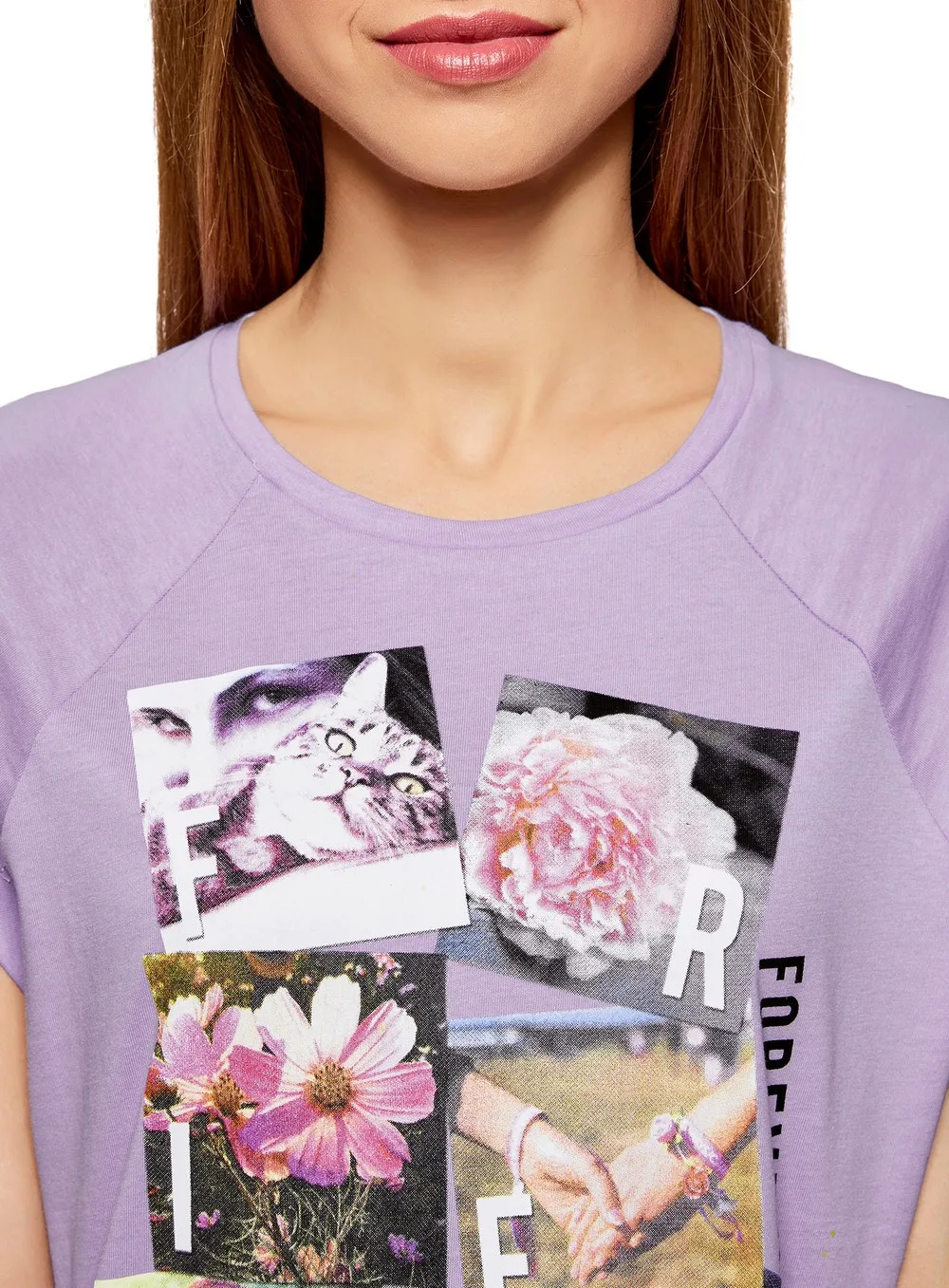 oodji Футболка хлопковая с принтом 14707001 44 46154|top tees|t-shirt cottontop cotton |