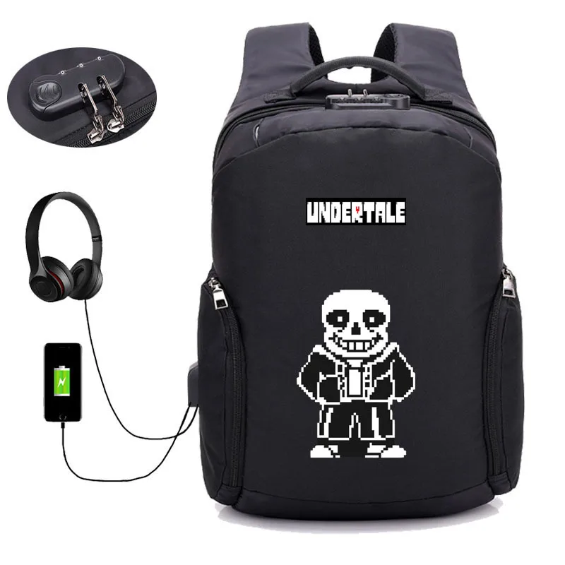 Аниме игра Undertale рюкзак usb зарядка для мужчин wo мужские ученические сумки