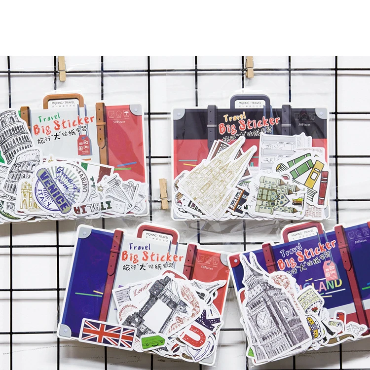 

Travel Big Sticker European Countries City Icon Suitcase Sticker Diary DIY Decorate Scrapbooking UK Germany France Italy