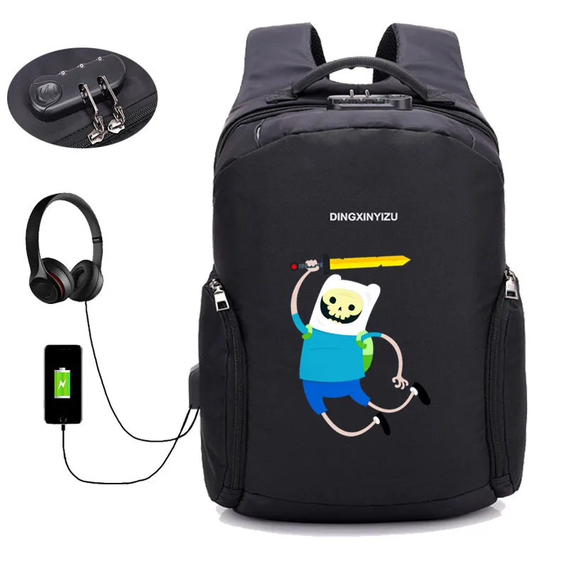 

Japan anime Adventure Time Backpack USB Charge Anti Theft Backpack Men Women computer bag School book Bags Travel Backpack