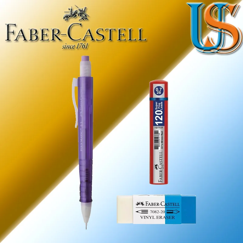 Faber Castell поли Matic 2312 0,7 механический карандаш+ F.C. 127621 0,7X60 мм(120 шт в коробке)+ F. C. 188220 карандаш ластик для чернил - Цвет: SET2