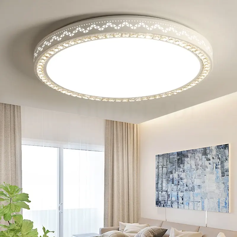 Round Crystal Ceiling Lights Ultrathin Iron Led Ceiling Lamp