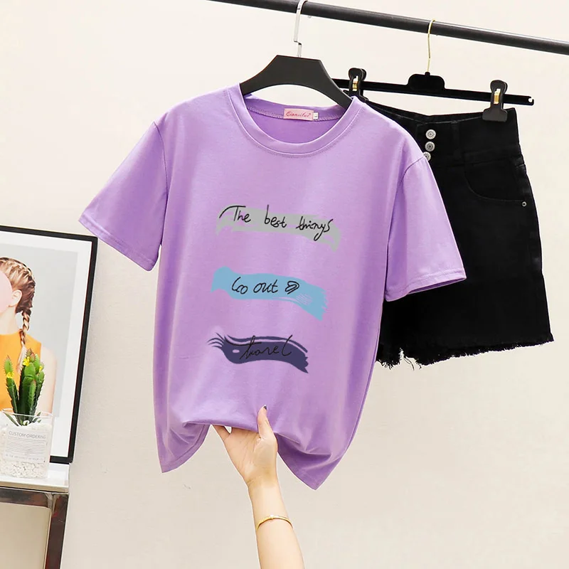 

2019 summer new print fashion casual women's T-shirt lovers shirt large size S-3XL