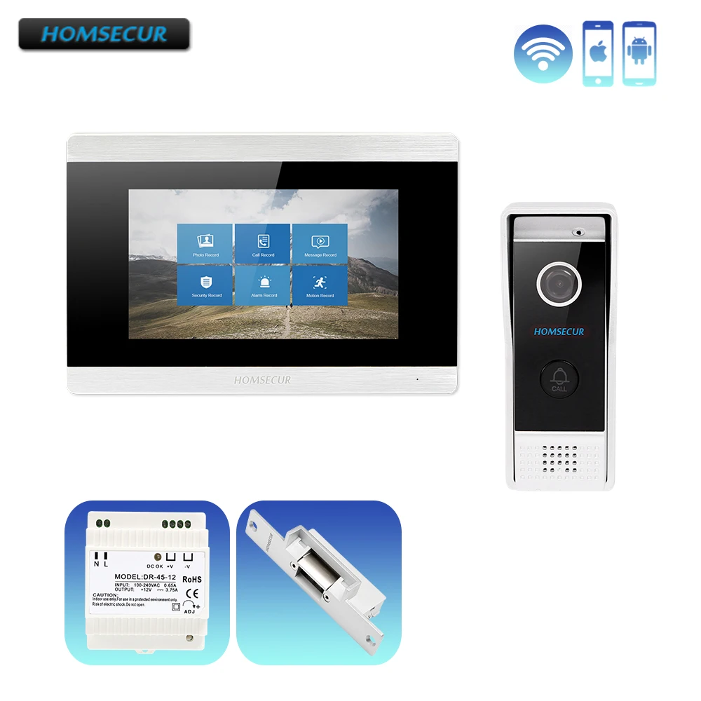 HOMSECUR 7 "WiFi IP RJ-45 телефон видео домофон Системы с 1.0MP IP65 открытый Камера отказоустойчивости замок для дома безопасности