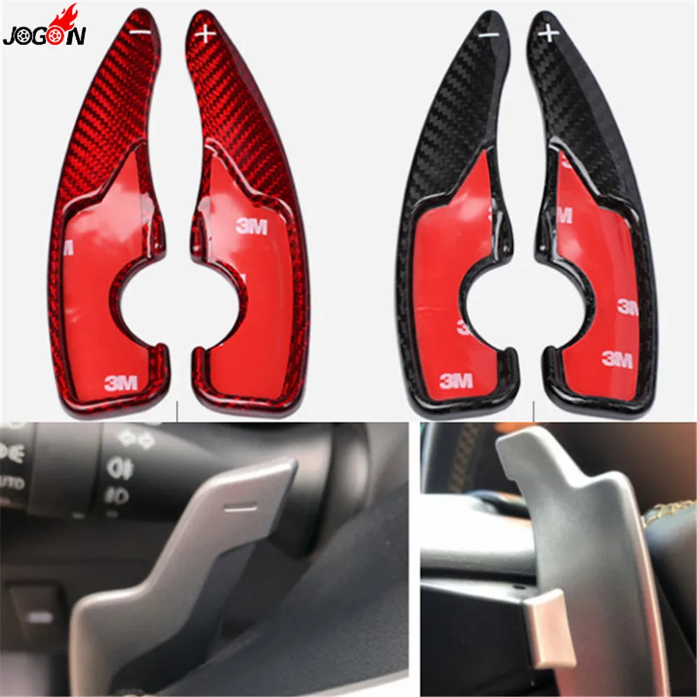 Red Black Carbon Fiber Steering Wheel Paddle Shift Extension Shifter