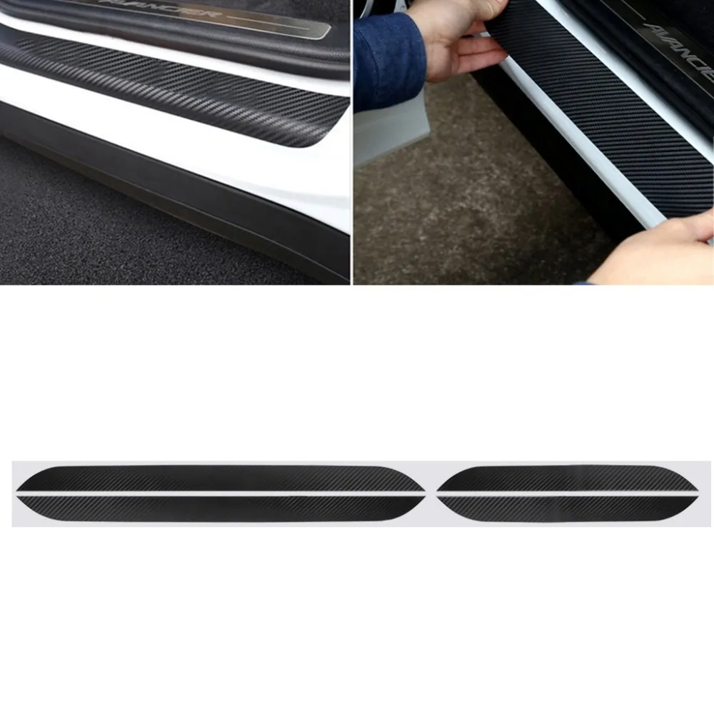 

4PCS/SET Carbon Fiber Car Door Pedal Plate Sill Scuff Cover Sticker For Mitsubishi Lancer Black