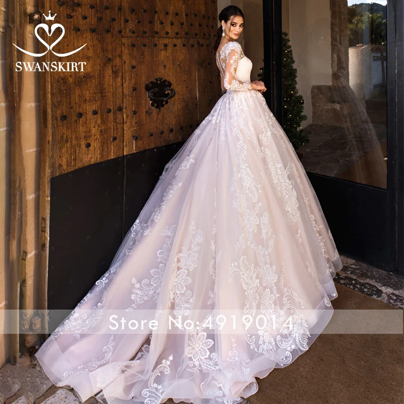 Swanskirt Милое Свадебное платье 2019 Новое Элегантное ТРАПЕЦИЕВИДНОЕ кружевное