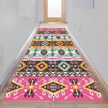 Else Aztec розовый синий этнический дизайн плитки 3d принт Нескользящая микрофибра моющийся длинный коврик коврики для прихожей