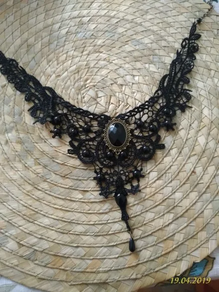 Black Lace & Beads Collar Necklace photo review