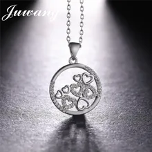 JUWANG Round Circle with Hearts Pendant Charms Femme Necklace 3 Colors Gold Color Chain Necklaces & Pendants Jewelry Gift