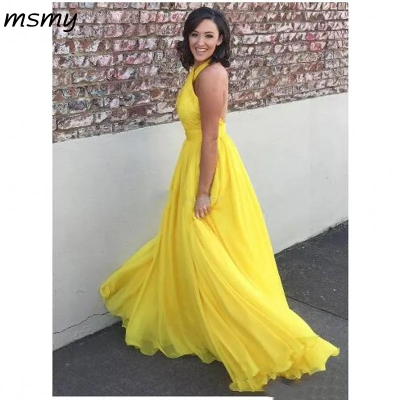 yellow-plus-size-chiffon-long-evening-dresses