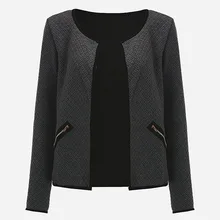Nibesser Slim Fit Открыть стежка куртка Для женщин Осень с длинными рукавами и круглым вырезом пальто джинсовый жакет Chaqueta Mujer 2017 плюс Размеры 4xl