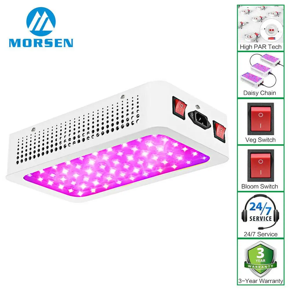 

Morsen T-600W Led Grow Light Full Spectrum Double Switch Daisy Chain Hydroponics Planting