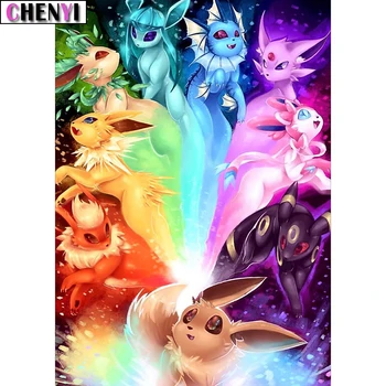

CHENYI 5D Diamond Painting Pokemon Full Square Diamond Embroidery Cartoon Diamond Mosaic Pictures Of Rhinestones Baby Gift Decor