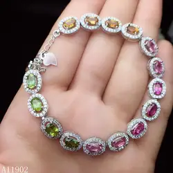 KJJEAXCMY fine jewelry 925 серебристо-инкрустация натуральный рубин Турмалин женский браслет Поддержка обнаружения