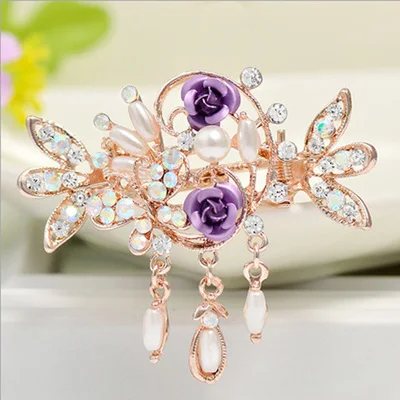 

Hair claws Pearl hairpin fringe rhinestone clip Peacock flower shape clip Girls Crystal Snowflake Hair Clips Hairpins