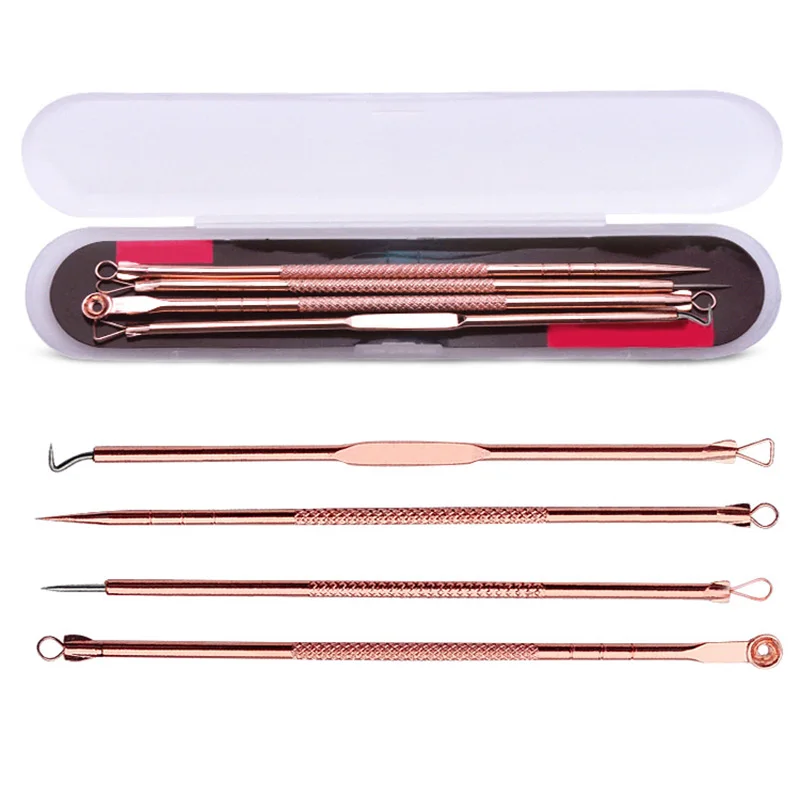 4 Pcs/Set Acne Blackhead Removal Needles Stainless Pimple Spot Comedone Extractor Cleanser Beauty Face Clean Care Tool