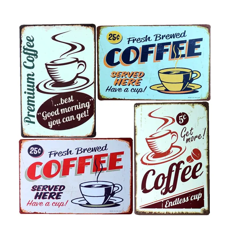 

Coffee Metal Poster Vintage Signs Retro Decor Plates Coffee Bar Club Garage Decoration Home Decor 20x30 cm