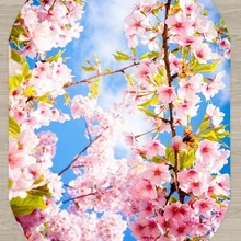 Else голубое небо весенние розовые цветы на дереве цветы 3d принт Нескользящая микрофибра для гостиной современный Овальный моющийся ковер