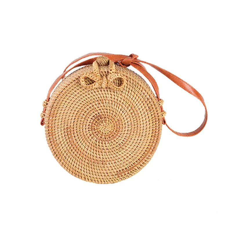 Women Woven Bag Round INS Popular Bohemia Vintage Rattan Straw Bags Handmade Vietnam Circle Female Shoulder Bag Crossbody SS3097 (2)