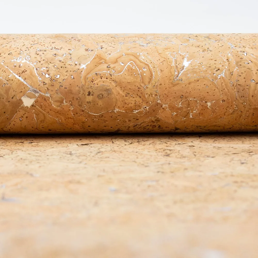 

PORTUGAL cork fabric 68x50cm/135x100cmNatural with silver Cork fabric Vegan waterproof Abrasion resistance fabric COF-186