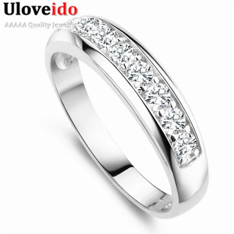 Uloveido обручальное кольцо циркония серебро выросли золотой цвет женщины кольца