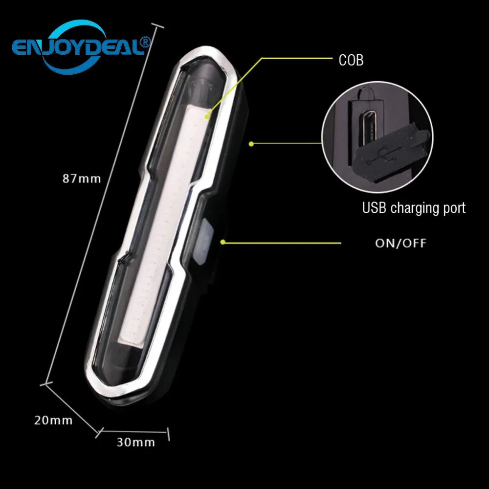 USB Перезаряжаемый водонепроницаемый задний светильник для горного велосипеда, велосипедный ночной велосипедный безопасный Предупреждение светильник, задний светильник