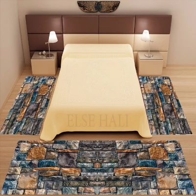 Else 3 шт. темно-синий коричневый серый камни винтажный 3d принт Нескользящая микрофибра моющийся Декор Спальня Площадь Ковер Набор ковриков