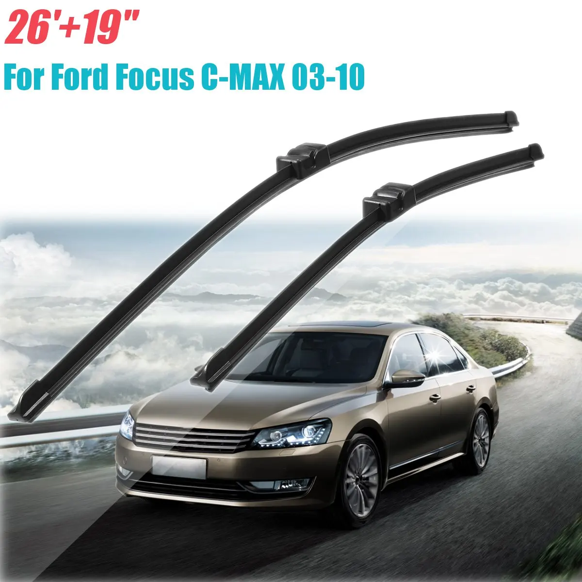 For Ford/Focus/C-MAX 2003-2010 Right Front Window Windscreen Wiper Blades 2Pcs/Set 26 inch+19 inch High Quality For Ford/Focus/C-MAX 2003-2010 Right Front Window Windscreen Wiper Blades 2Pcs/Set 26 inch+19 inch High Quality