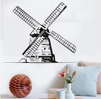 

Big Windmill Wall Sticker Retro Windmill Vinyl Decal Architecture Home Interior Decor Art Murals Nursery Bedroom Ideas wallpaper
