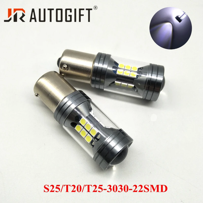 10 шт. авто-Стайлинг 12 V-24 V Поворотная фара S25 1157/1156 T20 7440/7443 BA15S P21W 3030LED 22 SMD фонарь заднего хода стоп авто лампы