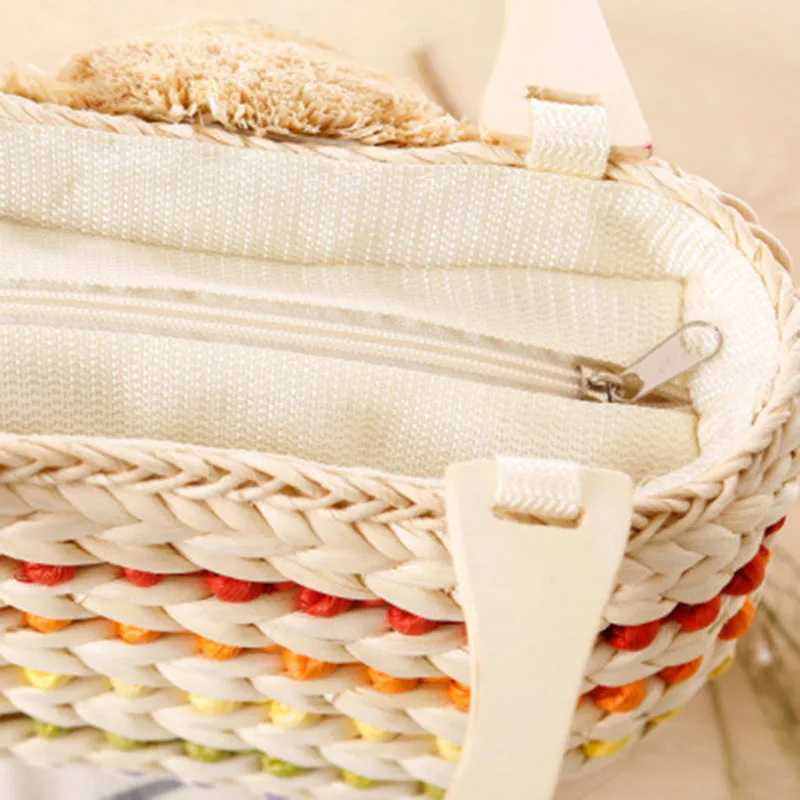 Women Beach Handbag Summer INS Popular Female Straw Bags Casual Lady Mini Fashion Bear Handle Bag Travel Knitted Bolsa SS3174 (5)
