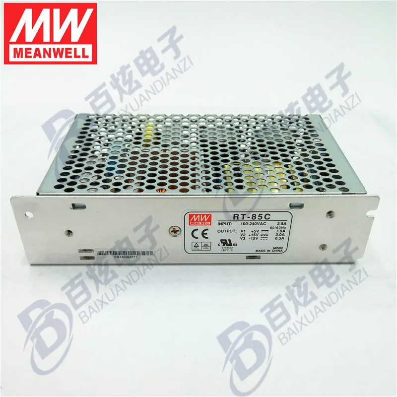 

Originele Meanwell RT-85C 87.5 W Triple output +5V/7A +15V/3A -15V/0.5A Voeding 3years Warranty