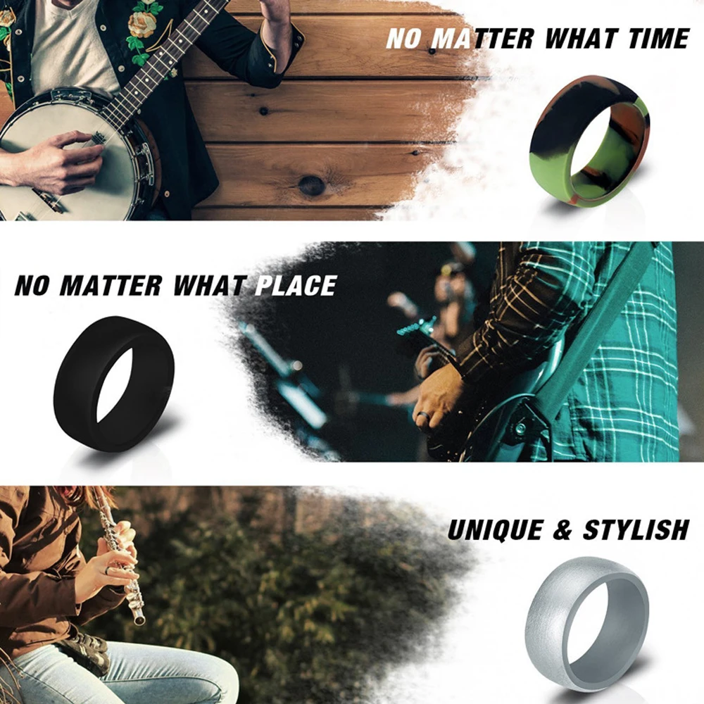 10 шт пищевого качества FDA силиконовые кольца 8,7 мм гипоаллергенные гибкие спортивные антибактериальные кольца на палец резиновое обручальное кольцо для мужчин